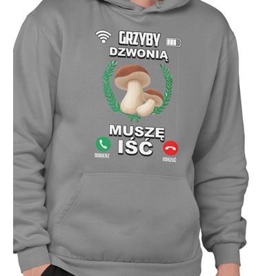 BLUZA Z KAPTUREM grzybowa GRZYBY DZWONIĄ